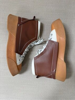 JW ANDERSON Leather and Canvas High-Top Sneakers with Gum Sole